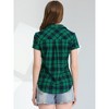 INSPIRE CHIC Women's Classic Short Sleeve Button Down Plaid Shirt - 3 of 4