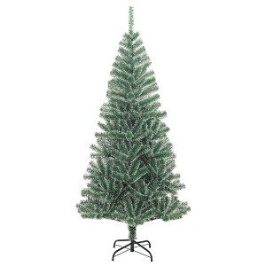 vidaXL Beautifully Snow-Flocked Artificial Christmas Tree with Robust Metal Stand – Realistic PET Material – Green 70.9" – Easy to Assemble - 1 of 4