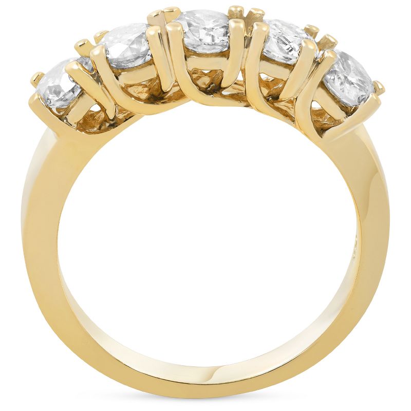 Pompeii3 1 1/2ct Real Diamond Wedding Anniversary 14K Yellow Gold Ring, 3 of 5