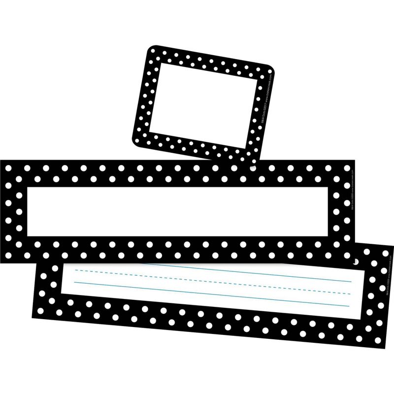 Black &#38; White Dots Name Tag, Bulletin Board Signs and Name Plate Set - Barker Creek, 1 of 5