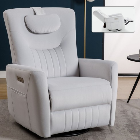 Electric Recliner Armchair Nursery Glider And Recliner With Lumbar And Neck Support Pillow,Glider Swivel Recliner With Charging Port-Cuddlewood - image 1 of 4