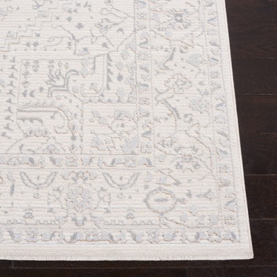 Ivory and Light Grey Hand-knotted Wool Oriental Rug 4' x 6'