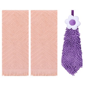 REGALWOVEN 3 Pcs Bathroom Soft and Absorbent Decorative Hand Towel - 1 of 4