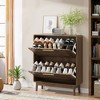 31.5" Mid-Century Modern Shoe Cabinet with 2 Flip-Top Drawers, Farmhouse Entryway Storage Organizer - 3 of 4