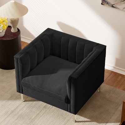 32 in. Wide Mid-Century Channel Tufted Velvet Accent Sofa Chair - Morden Fort