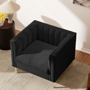 32 in. Wide Mid-Century Channel Tufted Velvet Accent Sofa Chair - Morden Fort - 1 of 4