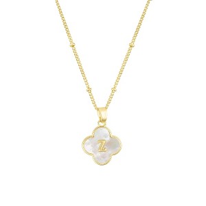 Adornia 14k Gold Plated Mother-of-Pearl Initial Clover Necklace - 1 of 2