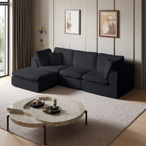 110" Cloud L-Shaped Convertible Sectional Sofa, Ottoman, 7 Throw Pillows, No Assembly - 1 of 4