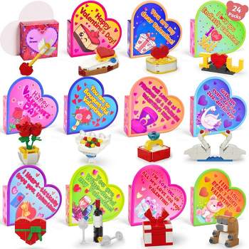 Fun Little Toys Valentine Theme building Block with Heart Box 24pcs