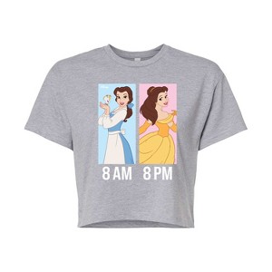 Women's - Disney Princess - Belle Day And Night Wear Cropped Graphic T-Shirt - 1 of 4