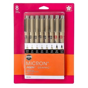 Sakura Pigma Micron Pens Black 8/Pack (SAK30067) - 1 of 2
