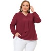 Agnes Orinda Women's Plus Size Office Fashion Long Sleeves Ribbon Front Chiffon Blouses - 3 of 4