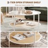 2-Tier Rattan Coffee Table - with Tempered Glass Top, Farmhouse Water-Wave Glass, Metal Boho Tea Center Table, Decor for Living Room Office Home - 2 of 4