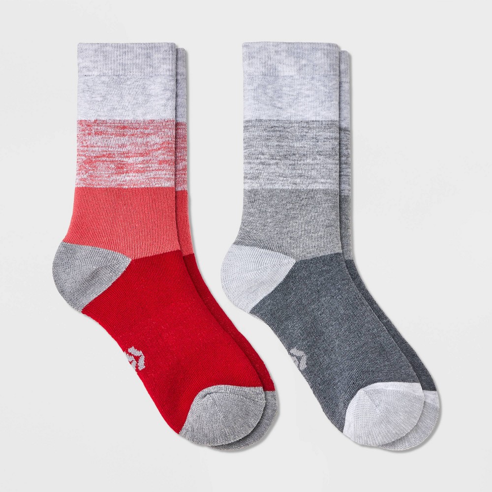 Kids' 2pk Outdoor Crew Socks - All In Motion™ Red/Gray L