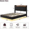 Bed Frame, Floating Platform Bed with Headboard, Charging Ports, Modern Upholstered Bedframe with Sturdy Wood Slats, No Box Spring Needed - 2 of 4