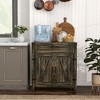 Aghana Digitals Dark Oak Farmhouse Buffet Cabinet with Adjustable Shelf, Barn Doors & Drawer – - 2 of 4