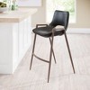 Zuo Modern Desi Counter Stool, Set Of 2, 35.6 Inch High Black Faux Leather Seat With Walnut Finish Steel Frame - 2 of 4