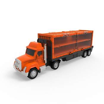 DRIVEN by Battat – Orange Mini Toy Car Carrier Truck – Pocket Transport
