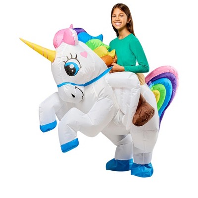 Rubies Kids' Ride on Unicorn Light Up Inflatable Costume- One Size Fits Most