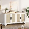 Rattan Buffet Sideboard Cabinet, 4-Door Storage Cabinet with Shelves, Wooden Console Table with Storage, Modern Farmhouse Accent Cabinet - 3 of 4
