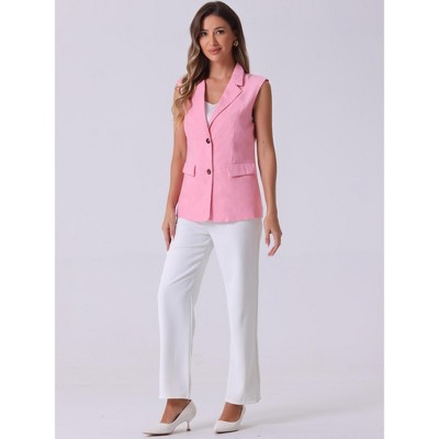 INSPIRE CHIC Women's Sleeveless Business Casual Work Office Suit Vest Jackets Pink Small — фото 4