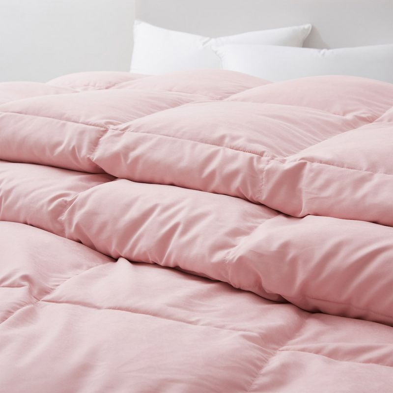 Peace Nest Medium Warmth Feather and Down Duvet Comforter Insert in Pink, 4 of 6