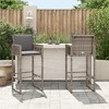 vidaXL Patio Bar Stools 2 pcs Gray Poly Rattan - 3 of 4
