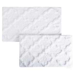 Hastings Home Cotton 2-Pc Trellis Bathroom Mat Set - White - 1 of 3