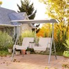 Outsunny 2 Person Porch Swing with Stand, Outdoor Swing with Canopy, Pivot Storage Table, 2 Cup Holders, Cushions for Patio, Backyard - 2 of 4