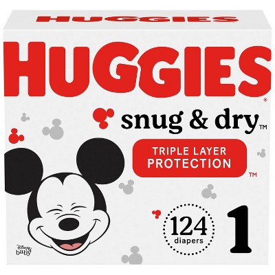 Huggies Snug & Dry Baby Disposable Diapers Super Pack - Size 1 - 124ct