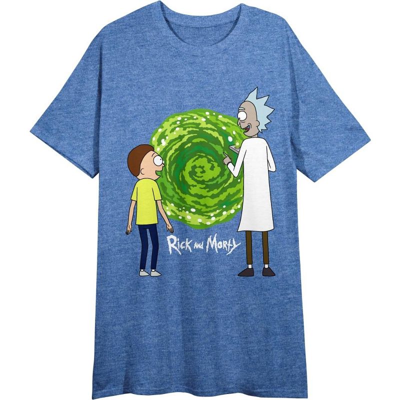 Rick And Morty Portal Women’s Heather Blue T-Shirt, 1 of 2