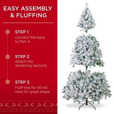 6ft Snow Flocked Pine Christmas Tree with Lights