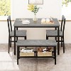 4-Pc Dining Table Set with 2 Chairs & Bench, Wooden Kitchen Table with Storage Rack, Space-Saving for Dining Room, Patio - 2 of 4