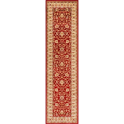 Red and Gold Synthetic Oriental Runner Rug