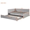 Full Size Upholstered L-Shaped Daybed with Twin Pop-Up Trundle and USB Ports, Square-Block Velvet Sofa Bed Frame, Beige/Gray - ModernLuxe - 4 of 4