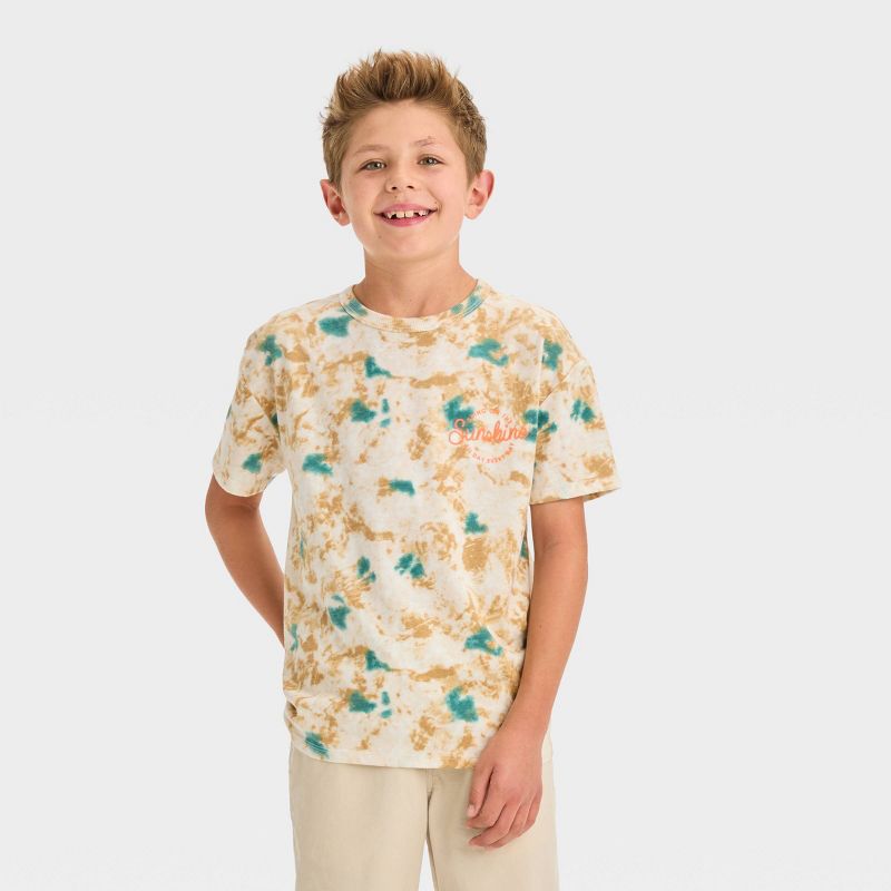 Boys' Short Sleeve Tie-Dye 'Bring the Sunshine' Graphic T-Shirt - Cat & Jack™ Cream, 1 of 6