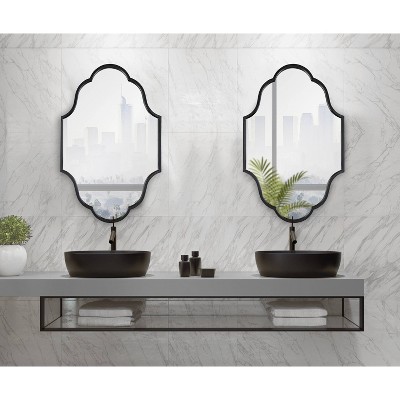 Rowla Black Scalloped Full Length Wall Mirror