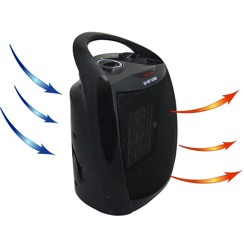 Vie Air 1500W Portable 2 Settings Black Ceramic Heater with Adjustable Thermostat, 2 of 6