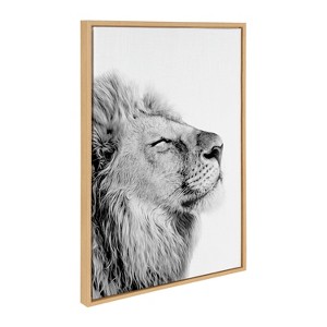 Kate and Laurel Sylvie Lion Self Actualizing Framed Canvas by Amy Peterson Art Studio, 23x33, Natural - 1 of 4
