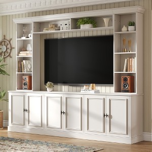 97.4"W Elegant Wall Unit Entertainment Center with Bookshelf, TV Stand for TVs Up to 70", Media Console with Adjustable Shelf - ModernLuxe - 1 of 4
