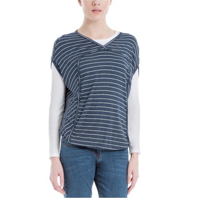 Max Studio London Womens Bubble Hem Basic T-Shirt