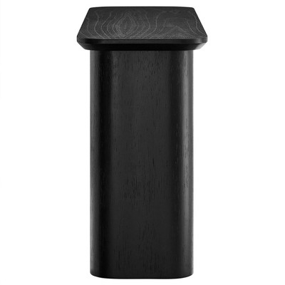 Calix Black Wood Console Table with Open Shelves