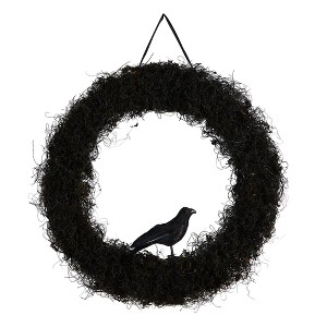 Nearly Natural 30” Halloween Black Raven Twig Wreath - 1 of 4