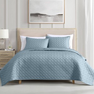 Riverbrook Home 3pc Queen Noble Tencel Coverlet Set Sky Blue: Woven Lyocell Bedding, Machine Washable - 1 of 4