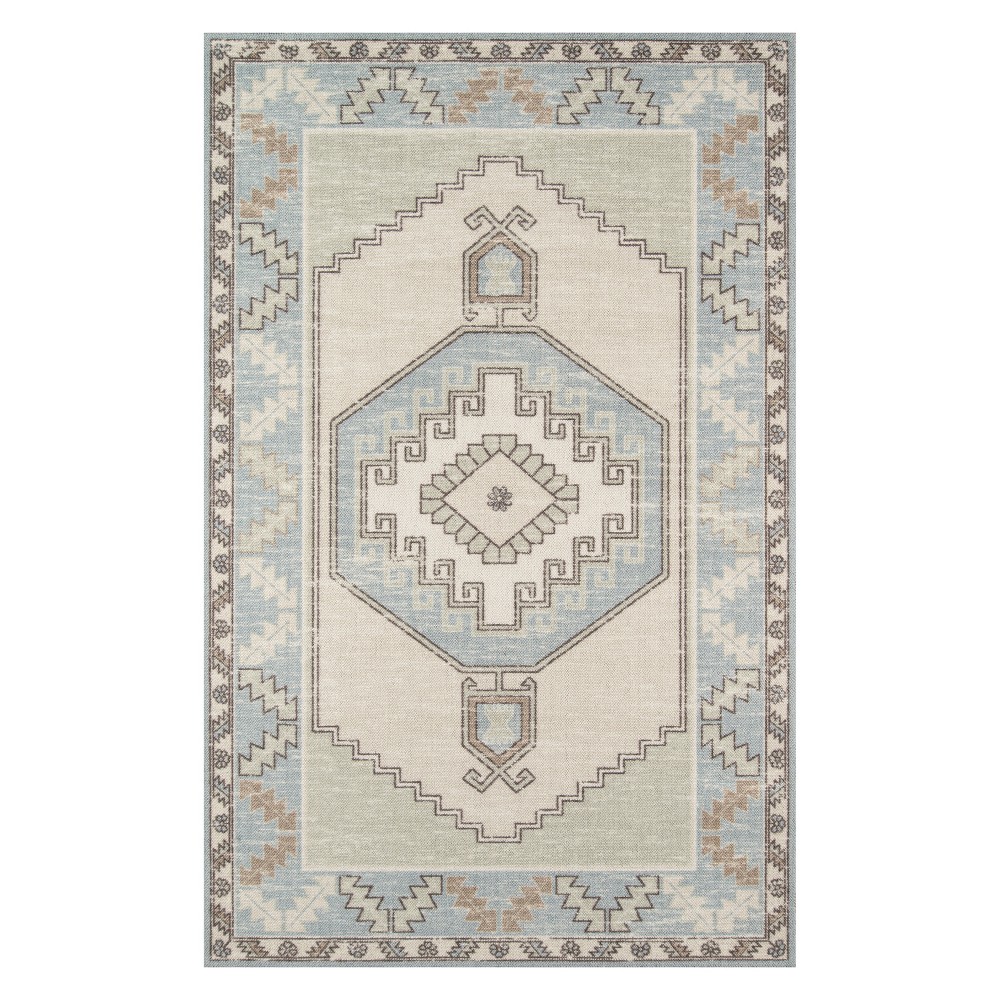 Momeni Anatolia Wool and Nylon Machine Made Light Blue Area Rug 3'3" X 5'