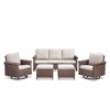 Buenhomino 5-Piece Swivel Patio Set with Sofa & Ottomans, PE Wicker Outdoor Furniture with Cushions & Steel Frame - 2 of 4