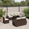 vidaXL 9 Piece Patio Sofa Set with Cushions Brown Poly Rattan - Brown and Cream without storage - 2 of 4