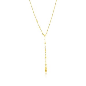 Bella Silver Sterling Silver, Beaded & Teardrop Lariat Necklace - Gold Plated - Gold - 16 Inch - 1 of 3