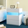 ORRD LED Nightstand with 3 Drawers, Acrylic Board, Walnut Finish - 2 of 4
