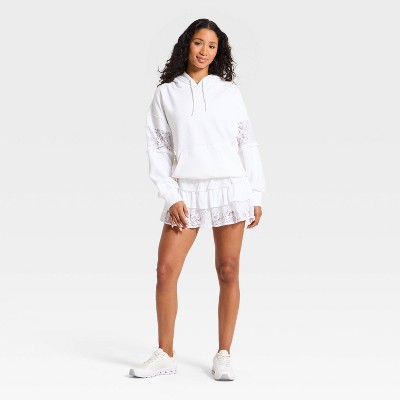 Women's Lace Trim French Terry Hooded Sweatshirt - JoyLab